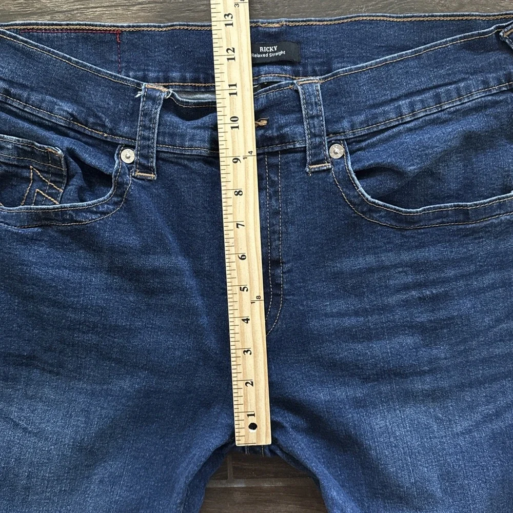 True Religion Ricky Jeans Men 36x31 Dark Wash Blue Relaxed Straight Stretch